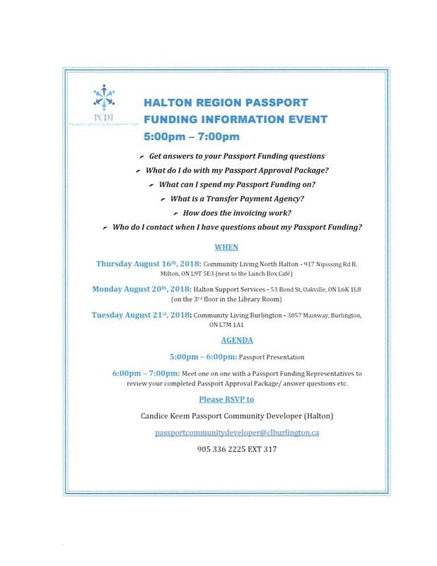 Halton Region Passport Funding Information Event